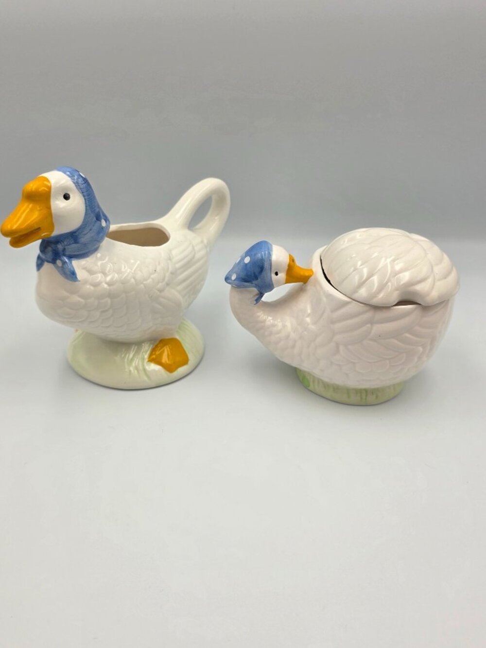 Vintage Mother Goose Sugar Bowl & Creamer Set no spoon Cottage Core